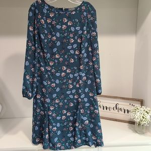 Green floral print chiffon dress